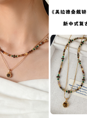 双层叠戴项链莫瑞风锁骨链