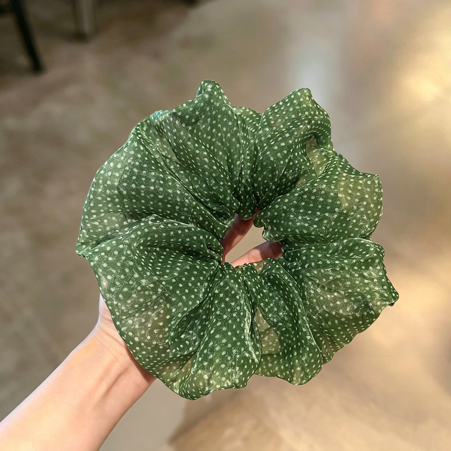 绿色波点大肠发圈女高级感发饰