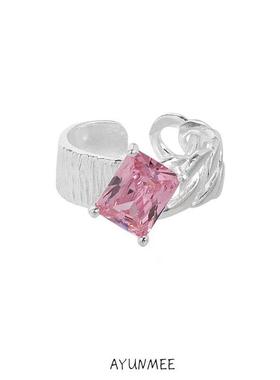 韩版INS小众设计红石开口戒指