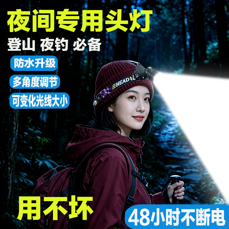 户外登山头灯强光超亮头戴式头灯