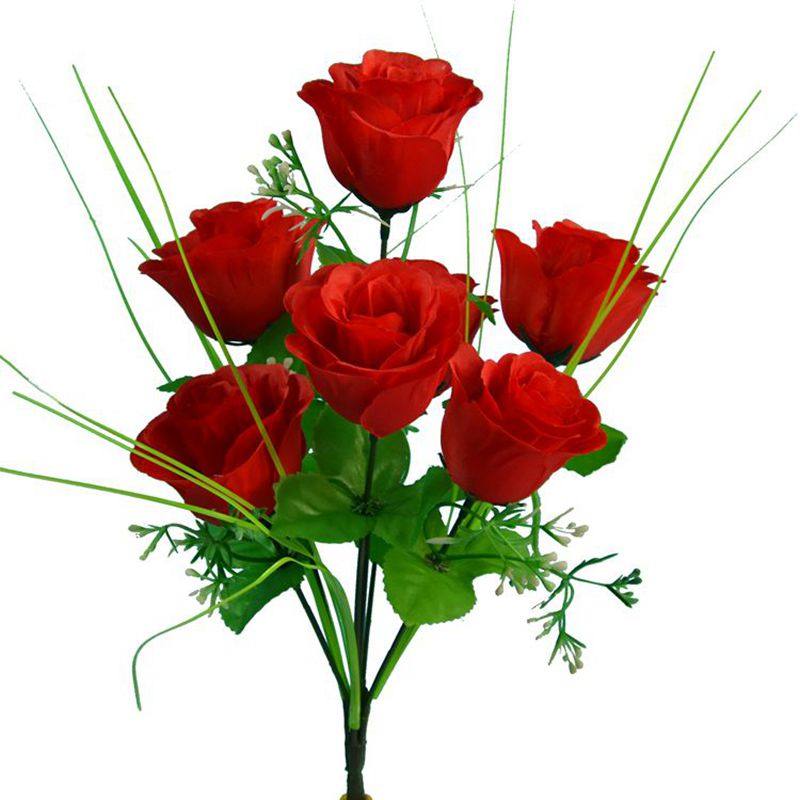 摆放红色花卉仿真花婚庆插花仿真花绢花塑料花 7头孔雀玫瑰手把花,家居饰品,仿真花/假花,淘宝优惠券,粉丝福利购,淘宝优惠卷