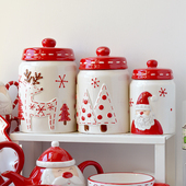 可爱圣诞麋鹿手绘陶瓷储物罐创意家居密封罐杂粮零食带盖罐子 包邮