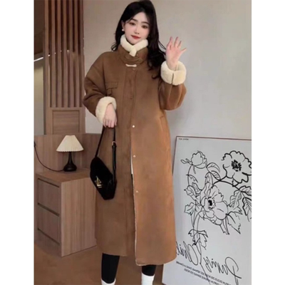 冬季大衣外套女加厚皮毛一体长款