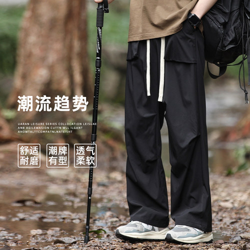 春秋男士美式工装多袋直筒休闲裤