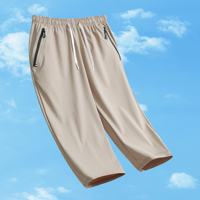 夏季新款七分短裤男潮流痞帅气冰丝速干透气中裤青少年运动休闲裤