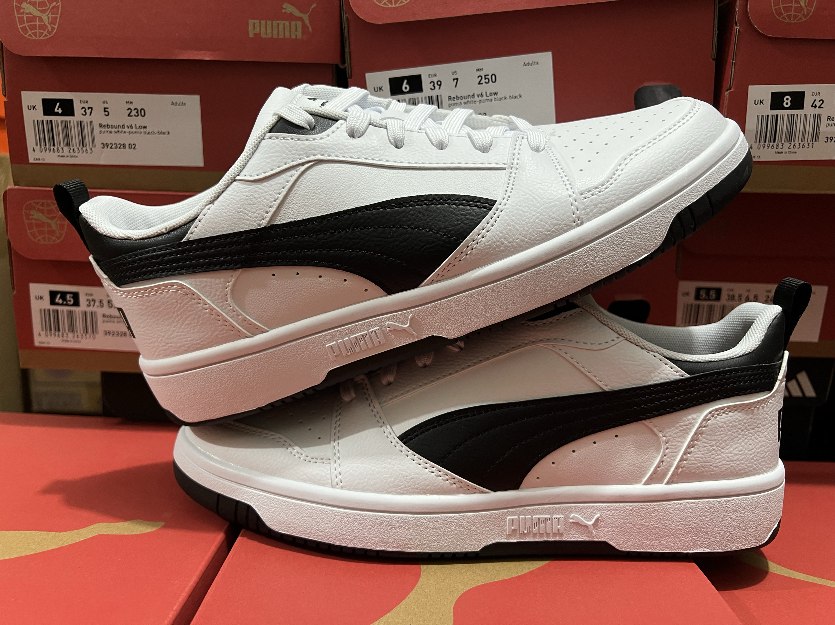 PUMA Rebound v6 彪马男女同款复古运动鞋休闲拼色板鞋392328-02