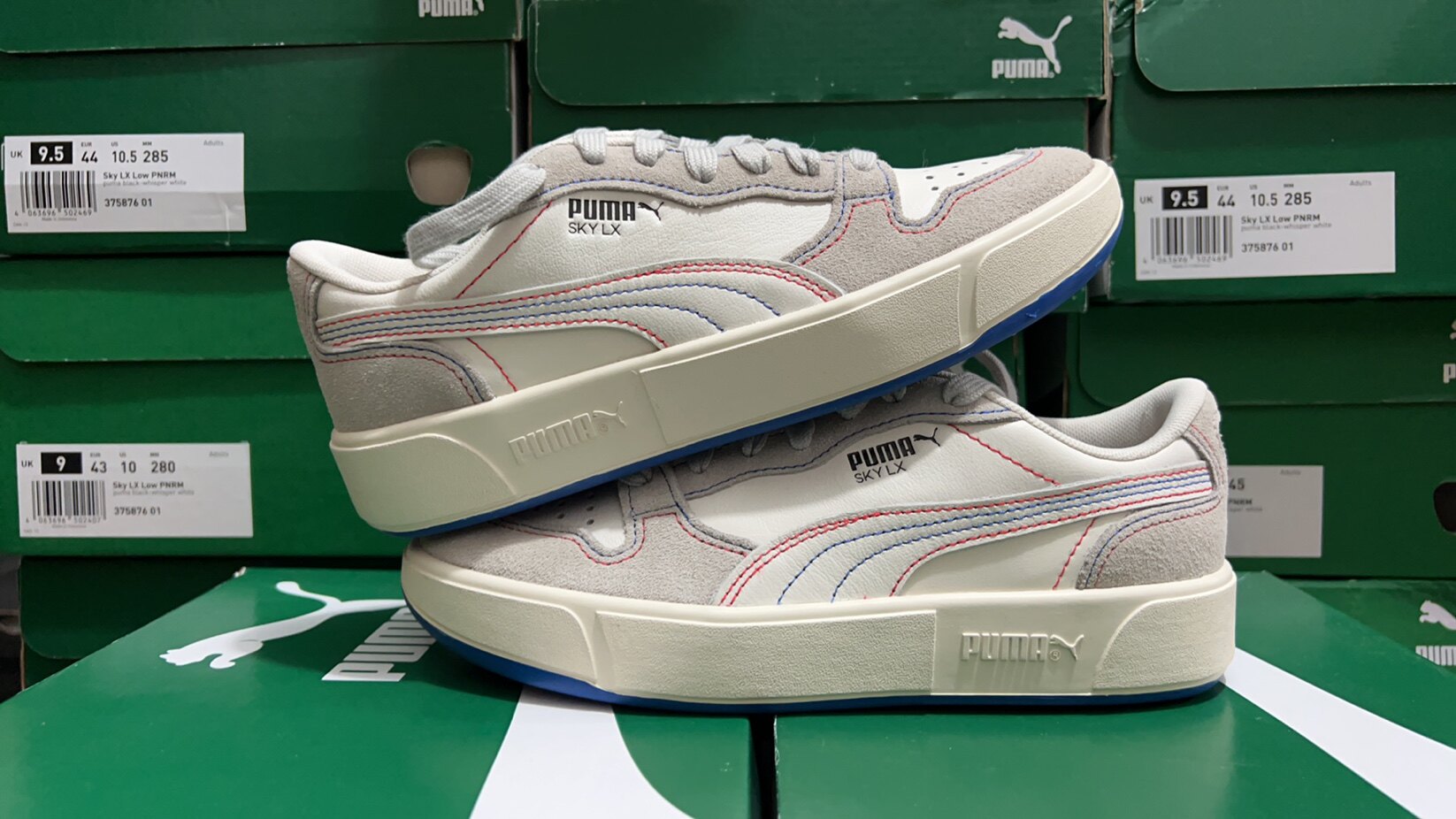 PUMA 彪马白灰男女同款情侣复古休闲板鞋 SKY LX 394210