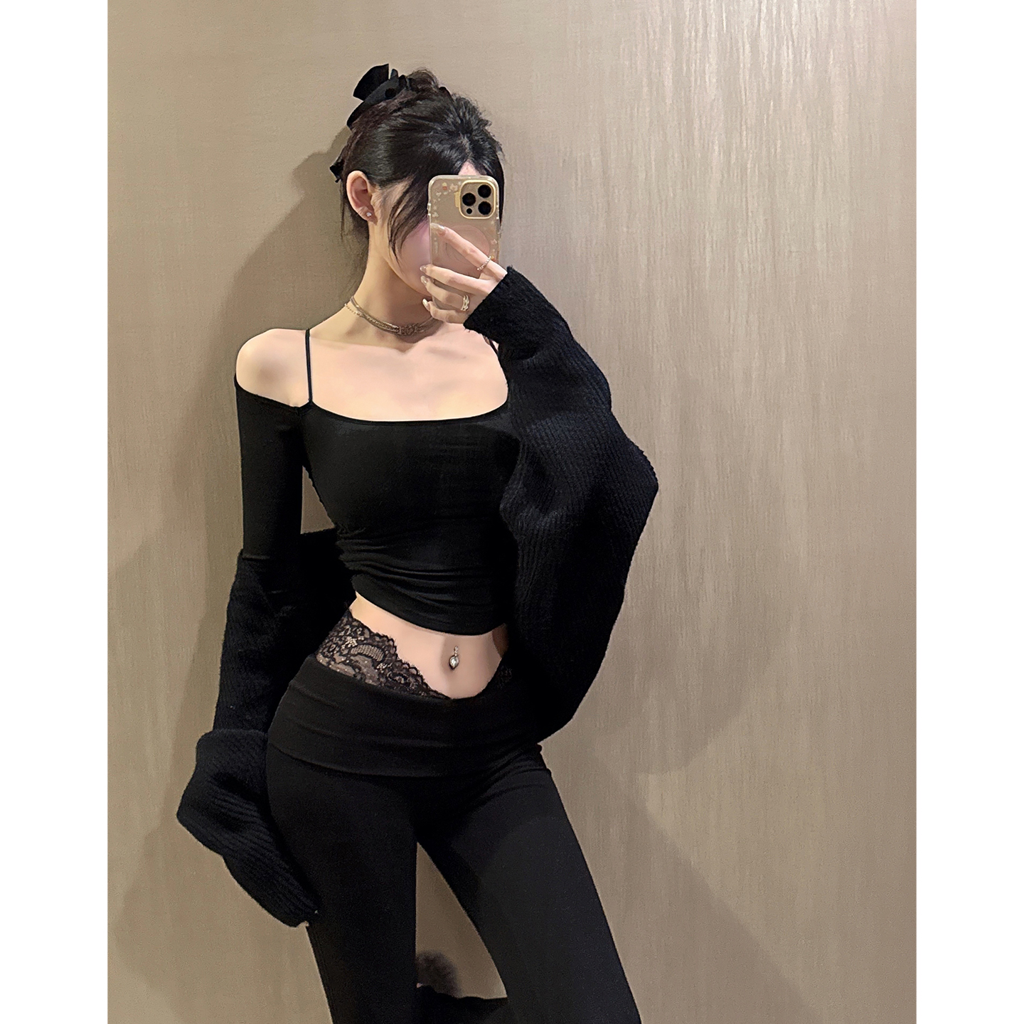 辣妹一字肩长袖显瘦内搭打底上衣