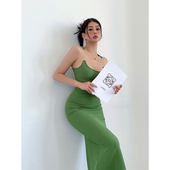 liviahome 欧美隐形鱼线吊带连衣裙女夏季 辣妹紧身性感包臀长裙