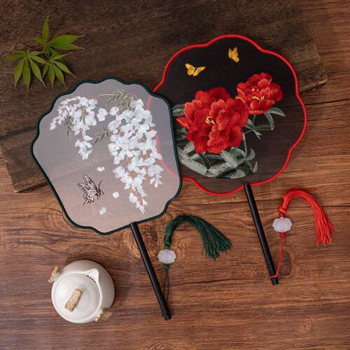 刺绣双面绣扇子苏州古风摆件汉服