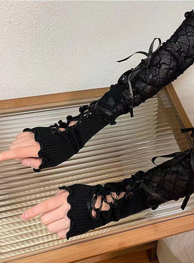 绑带手袖jk少女露指cos手套原宿风小众y2k袖套性感洋气DIY薄春夏