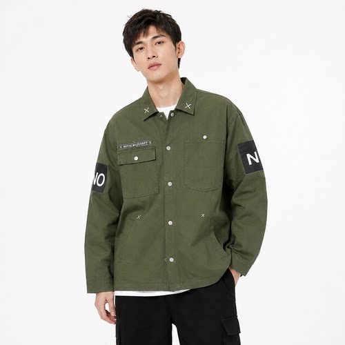 恶魔毛边工装男式风衣夹克棉服