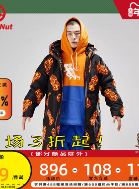DEVIL NUT潮牌恶魔秋冬无性别保暖保暖撞色长款羽绒服 宇宙人 ATY