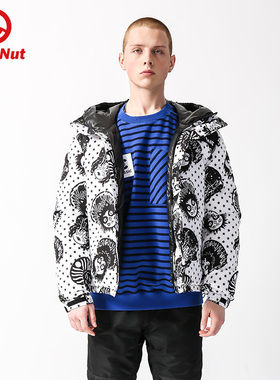 DEVIL NUT潮牌 恶魔 无性别保暖撞色印花羽绒服 KISS ATY