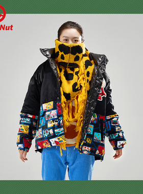 DEVIL NUT潮牌无性别情侣拼接保暖保暖印花面包羽绒服 超飞侠 ATY