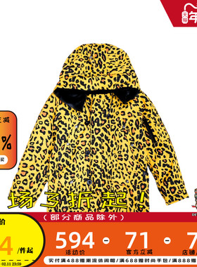 DEVIL NUT复古豹纹风连帽棉衣男女宽松保暖外套黄色