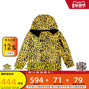 DEVIL NUT复古豹纹风连帽棉衣男女宽松保暖外套黄色