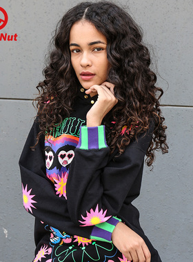 DEVIL NUT潮牌 恶魔 女款 长袖连帽套头卫衣原子超少女-DNP ANT