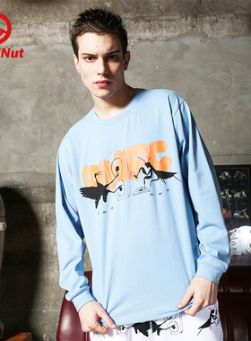 DEVIL NUT潮牌 恶魔 2021秋季新款男女时尚蓝色长袖T恤 DNFC STO
