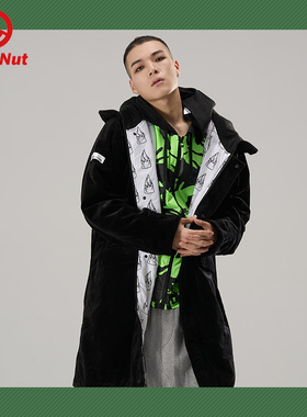 DEVIL NUT潮牌冬季无性别连帽宽松休闲保暖中长款棉服 AET