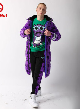 DEVIL NUT潮牌 恶魔 秋冬新款无性别拼接保暖长款羽绒服 豹子 ATY