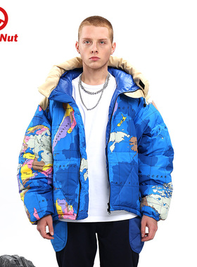 DEVIL NUT潮牌 恶魔 21秋冬新款高领帽羽绒外套 地球海洋 ATO