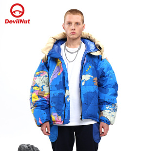 NUT潮牌 地球海洋 恶魔 高领帽羽绒外套 ATO 21秋冬新款 DEVIL