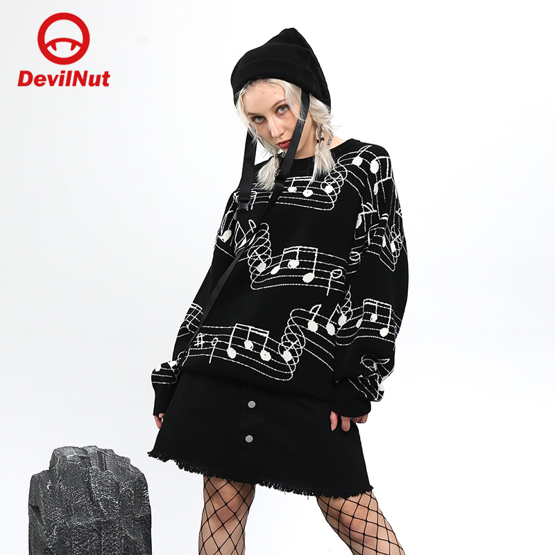 潮牌恶魔秋冬季新款圆领毛衣