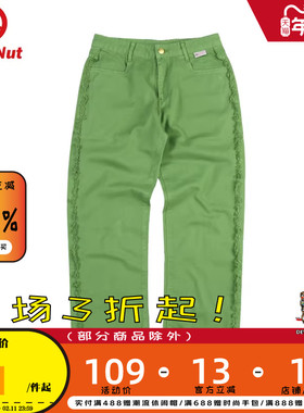 DEVIL NUT潮牌 恶魔女式纯棉休闲毛边直筒裤纯色复古 DNP SET