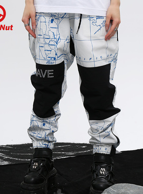 DEVIL NUT潮牌 恶魔 21秋冬新款男女贴块休闲裤卫裤 地球海洋 ATO