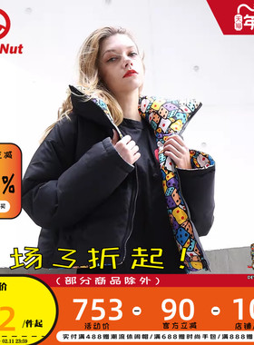 DEVIL NUT潮牌恶魔秋冬女款印花保暖短款面包羽绒服外套 骰子 ATY