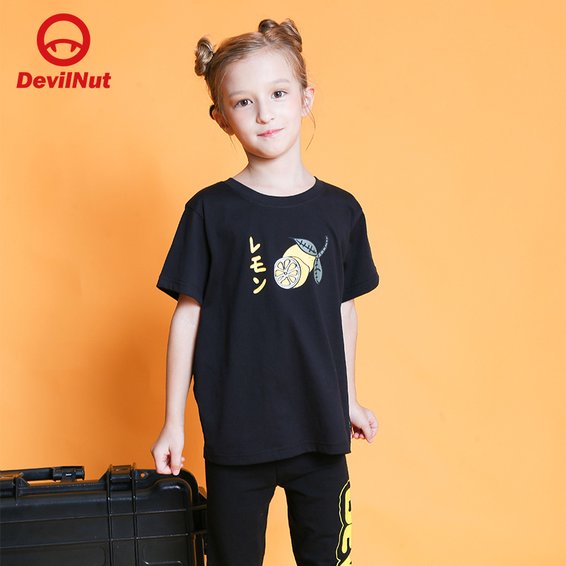 恶魔夏季儿童短袖T恤水果