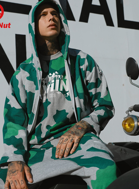 DEVIL NUT潮牌恶魔男女同款 流感外套迷彩拉链卫衣-DN经典 SET