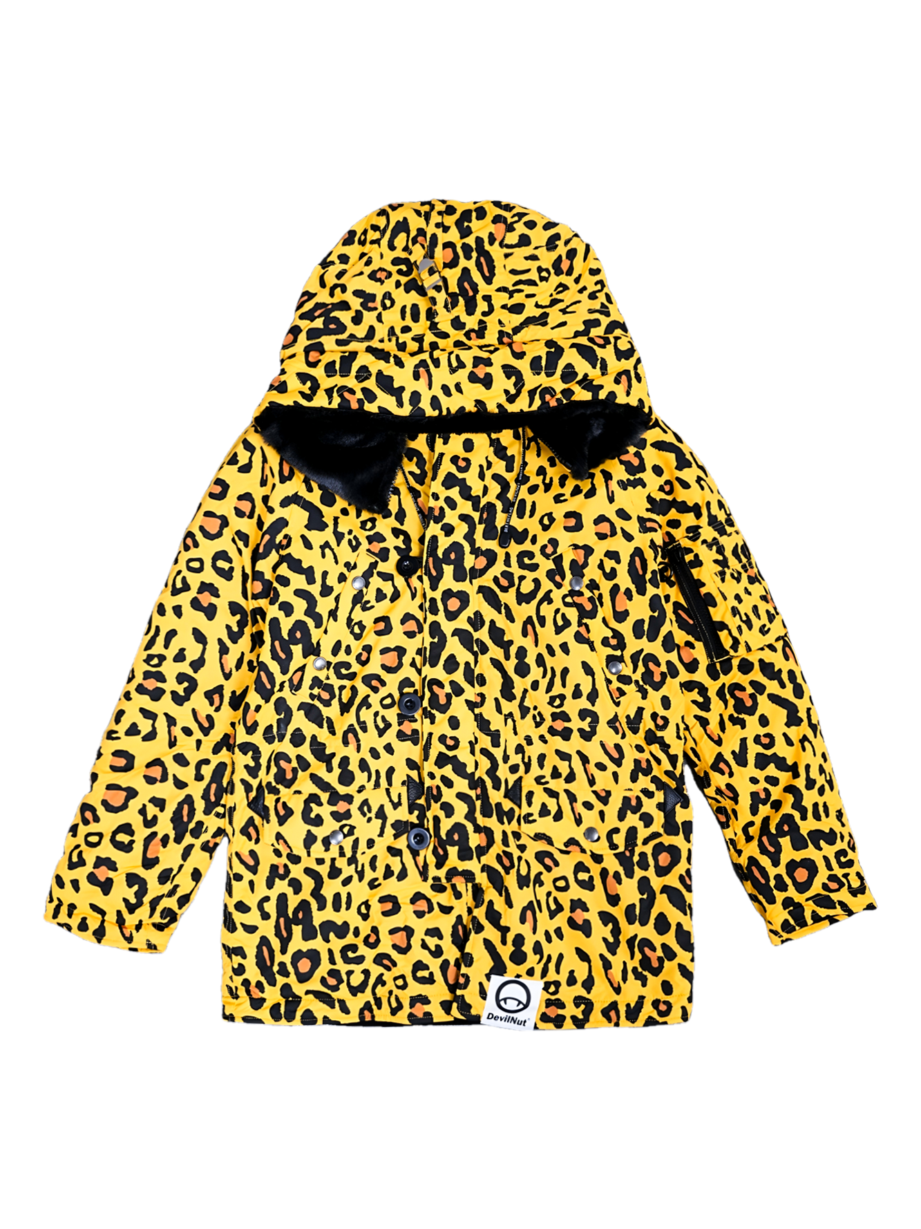 DEVILNUT复古豹纹风连帽棉衣