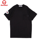 NUT潮牌 套头纯棉折光下摆T纯色 恶魔 DEVIL 男女同款 短袖 BIB SET