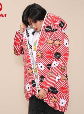 DEVIL NUT潮牌恶魔女式流感外套保暖保暖羽绒服-双面穿 新ASV