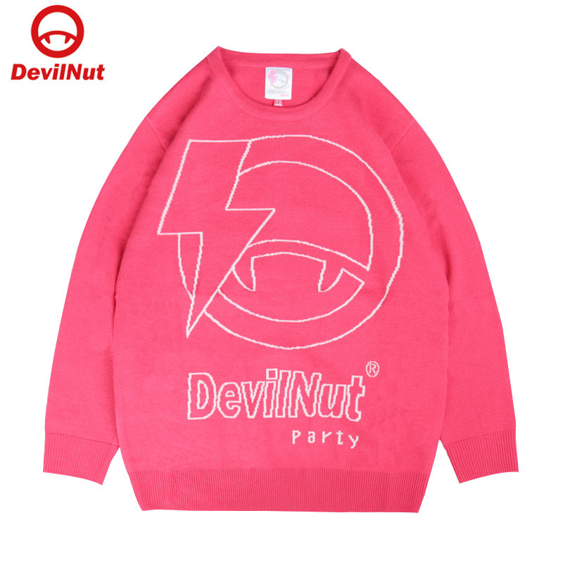 DEVIL NUT潮牌恶魔 女式 长袖套头毛衫 PARTY ASV