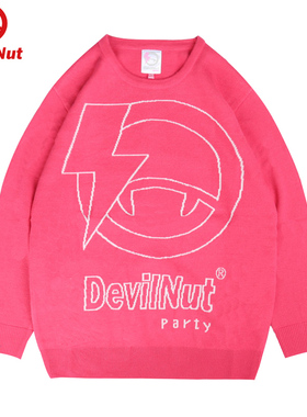 DEVIL NUT潮牌恶魔 女式 长袖套头毛衫 PARTY ASV
