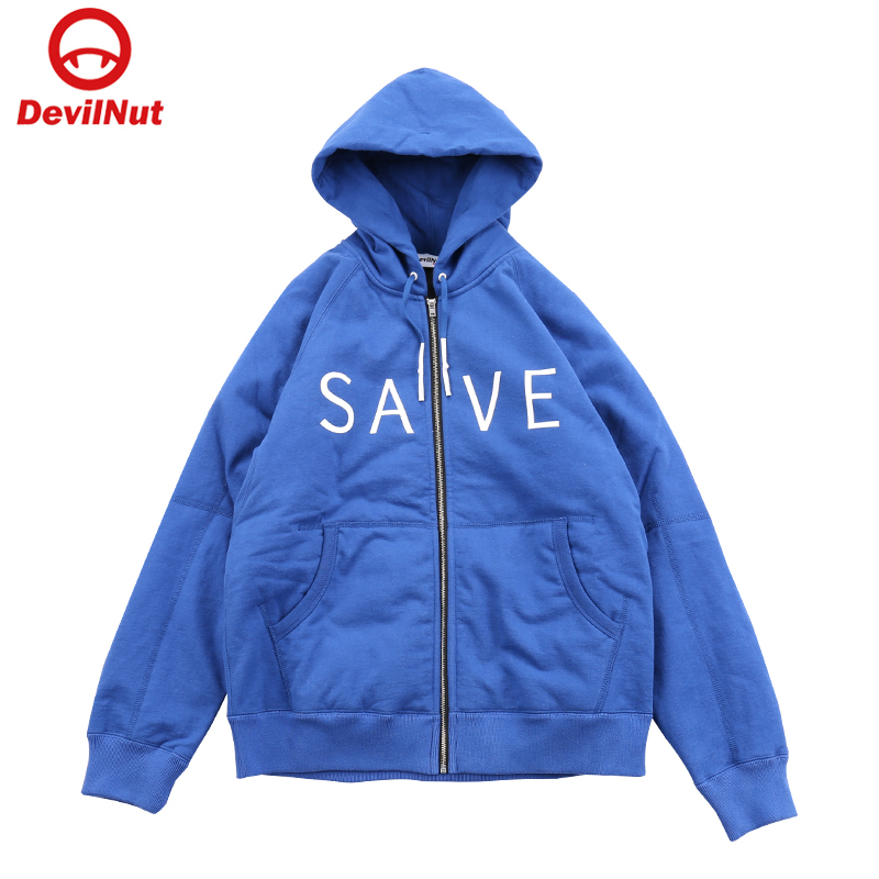 恶魔夹棉连帽拉链外套男式卫衣