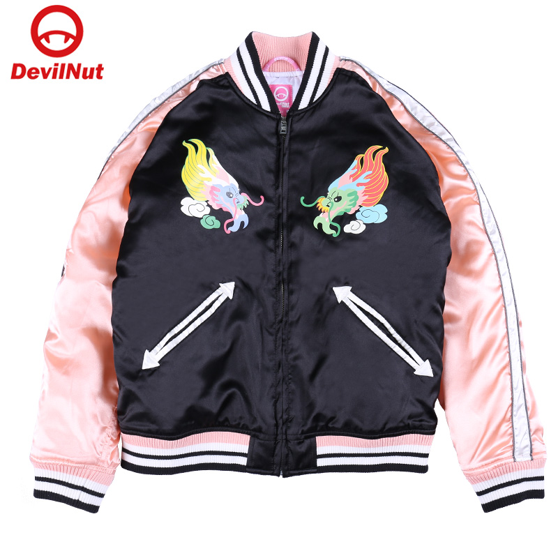 潮牌恶魔女式小蝙蝠横须贺棉服