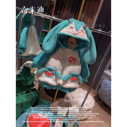 奇米迪女童可爱洛丽塔初音未来冬季新款连帽洋气女宝宝加厚羽绒服