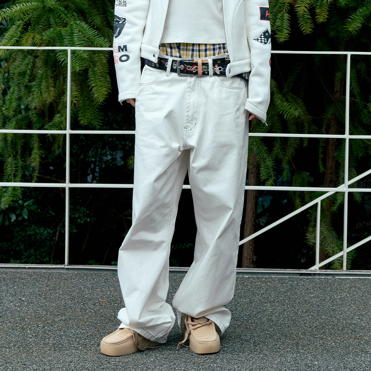 年九一口贰 纯棉白色裤子男高级感百搭质感白裤宽松直筒阔腿裤女,男装,休闲裤,淘宝优惠券,粉丝福利购,淘宝优惠卷