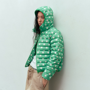 户外羽绒外套男款 年九一口贰 新款 排骨轻薄羽绒服女冬季 波点短款