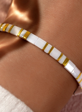 MLGM白色tila弹力线高级感手链女