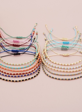 MLGM24新款小手串ins简约小众设计彩色米珠串珠手工可调节手链女