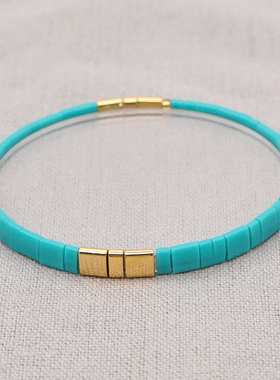 波西米亚风海滩湖蓝色ins小手链