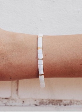 mlgm简约玻璃米珠白色小手链包邮