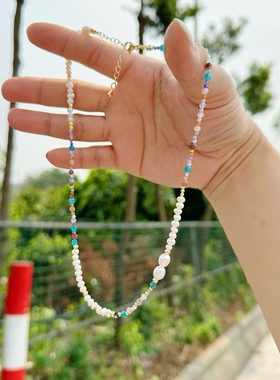 MLGM新款小众设计感轻奢女神项链 手工串珠个性春夏国风锁骨链女