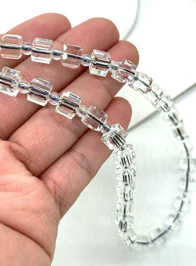 mlgm新款透明白色方糖水晶手机链挂绳 个性手工串珠质感挂饰绳女