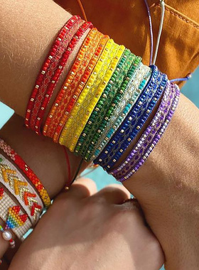 ins小众饰品日本手工编织带幸运